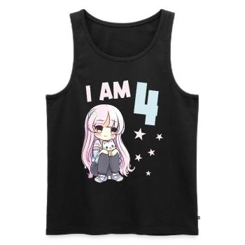 4 ans Fille Anime Kawaii Cat 4ème anniversaire - Débardeur bio Premium Homme - noir - Devant - Michal (187cm)