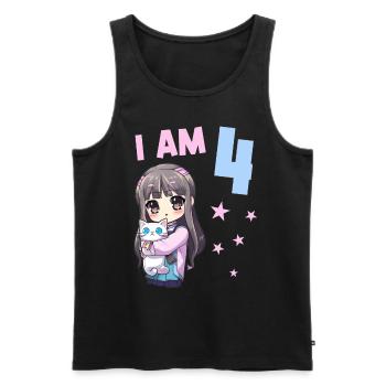4 ans Fille Anime Kawaii Cat 4ème anniversaire - Débardeur bio Premium Homme - noir - Devant - Michal (187cm)