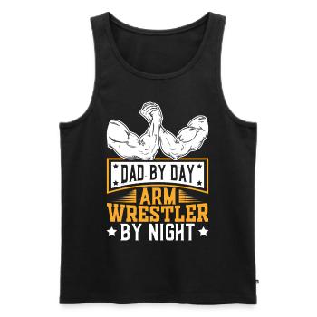 Armdrücken - Männer Premium Bio Tank Top - Schwarz - Vorne - AI Model Male 178 light (178cm)