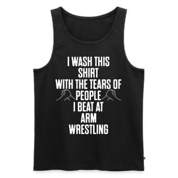 Arm wrestler - Men's Premium Organic Tank Top - black - Front - Michal (187cm)