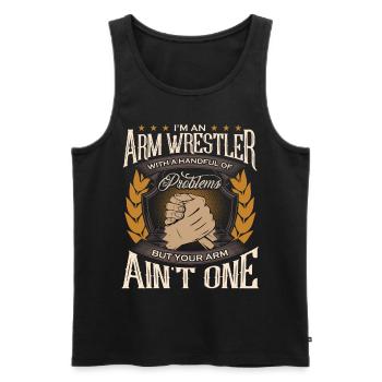 Armdrücken - Männer Premium Bio Tank Top - Schwarz - Vorne - Michal (187cm)
