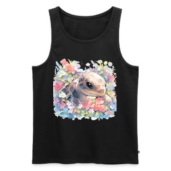 Tortue Lézard Tortue Bébés Tortues - Débardeur bio Premium Homme - noir - Devant - AI Model Male 178 light (178cm)