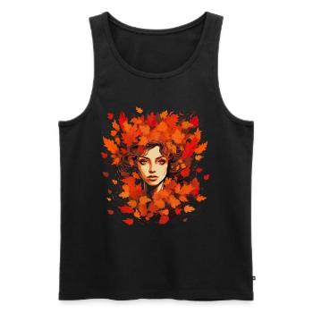 Herbst Frau Natur Blätter Jahreszeit - Männer Premium Bio Tank Top - Schwarz - Vorne - Michal (187cm)