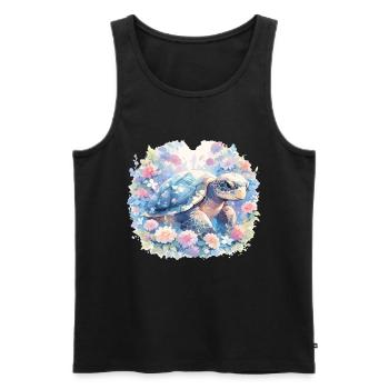 Tortue Lézard Tortue Bébés Tortues - Débardeur bio Premium Homme - noir - Devant - AI Model Male 178 light (178cm)