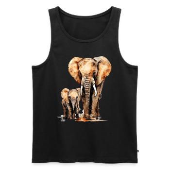 Elefant mit Kind für einen Elefant Liebhaber - Männer Premium Bio Tank Top - Schwarz - Vorne - Michal (187cm)