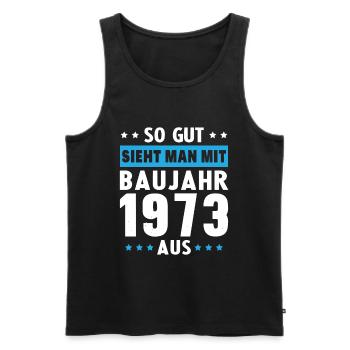 Geschenk Geburtstag 1973 Frau Mann Geschenkidee - Männer Premium Bio Tank Top - Schwarz - Vorne - Michal (187cm)
