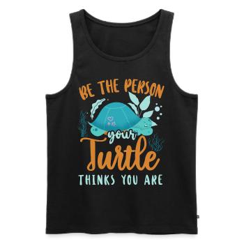 Sea Turtle Tortoise Be The Person - Männer Premium Bio Tank Top - Schwarz - Vorne - Michal (187cm)