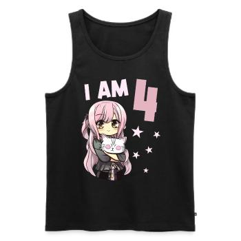 4 ans Fille Anime Kawaii Cat 4ème anniversaire - Débardeur bio Premium Homme - noir - Devant - Michal (187cm)