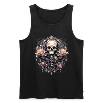 Totenkopf Skull Skulls Totenschädel Skelett - Männer Premium Bio Tank Top - Schwarz - Vorne - AI Model Male 178 light (178cm)
