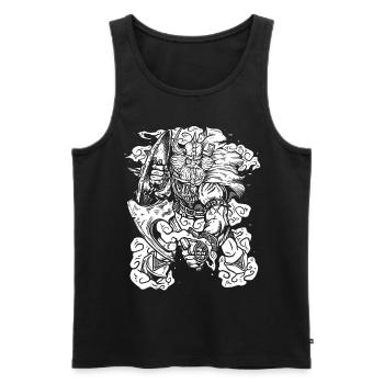 Norse Viking Warrior - Hache et Barbe - Débardeur bio Premium Homme - noir - Devant - Michal (187cm)