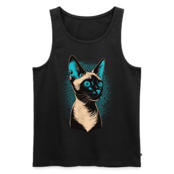 Mignon amoureux des animaux de compagnie de race de chat siamois - Débardeur bio Premium Homme - noir - Devant - Michal (187cm)