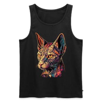 Abstrait Géométrique Sphynx Cat Race Pet Lover - Débardeur bio Premium Homme - noir - Devant - Michal (187cm)