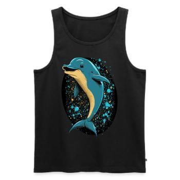 Mignon Cartoon Dolphin Lover Ocean Animal - Débardeur bio Premium Homme - noir - Devant - AI Model Male 178 light (178cm)