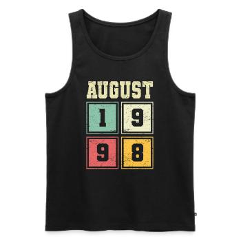 25. Geburtstag August Jahrgang 1998 Vintage - Männer Premium Bio Tank Top - Schwarz - Vorne - Michal (187cm)