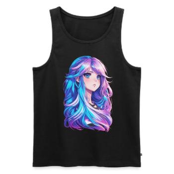 Manga Girl Anime Otaku Design Kawaii Chibi Cosplay - Männer Premium Bio Tank Top - Schwarz - Vorne - AI Model Male 178 light (178cm)