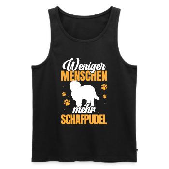 Weniger Menschen mehr Schafpudel Hütepudel - Männer Premium Bio Tank Top - Schwarz - Vorne - Michal (187cm)