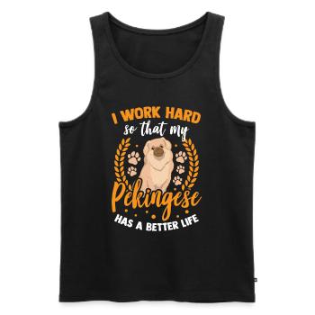 Arbeite für meinen Pekinese Peking-Palasthund - Männer Premium Bio Tank Top - Schwarz - Vorne - AI Model Male 178 light (178cm)