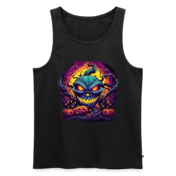 Bad Pumpkin Böser Kürbis Halloween - Männer Premium Bio Tank Top - Schwarz - Vorne - Michal (187cm)