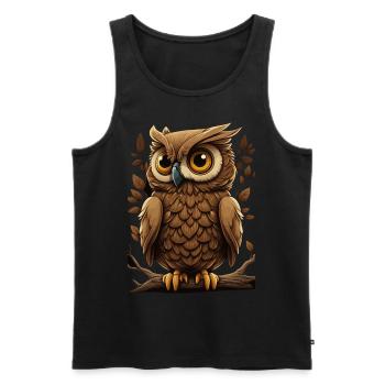 Cute Owl Birding Ornithology Lover - Männer Premium Bio Tank Top - Schwarz - Vorne - Michal (187cm)