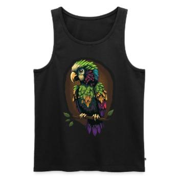 Cute Green Parrot Birding Ornithology Lover - Men's Premium Organic Tank Top - black - Front - AI Model Male 178 light (178cm)