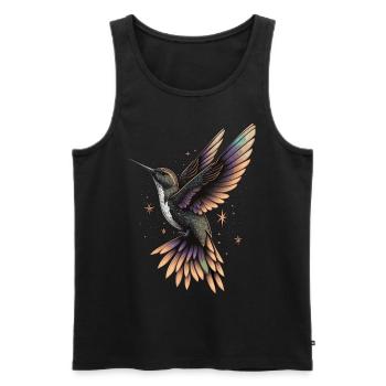 Mignon Colibri Birding Ornithologie Amateur - Débardeur bio Premium Homme - noir - Devant - AI Model Male 178 light (178cm)