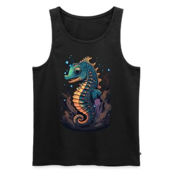 Cute Cartoon Seahorse Lover Kawaii - Männer Premium Bio Tank Top - Schwarz - Vorne - Michal (187cm)