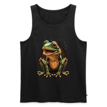 Mignon Cartoon Frog Amphibian Lover - Débardeur bio Premium Homme - noir - Devant - AI Model Male 178 light (178cm)