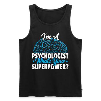 Je suis psychologue Quel est votre superpouvoir? - Débardeur bio Premium Homme - noir - Devant - Michal (187cm)