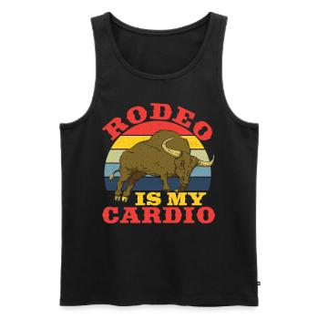 Le rodéo est mon cardio rodéo tauromachique - Débardeur bio Premium Homme - noir - Devant - AI Model Male 178 light (178cm)