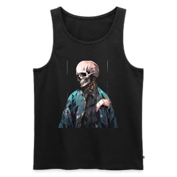 Totenkopf Skull Skulls Totenschädel Skelett - Männer Premium Bio Tank Top - Schwarz - Vorne - AI Model Male 178 light (178cm)