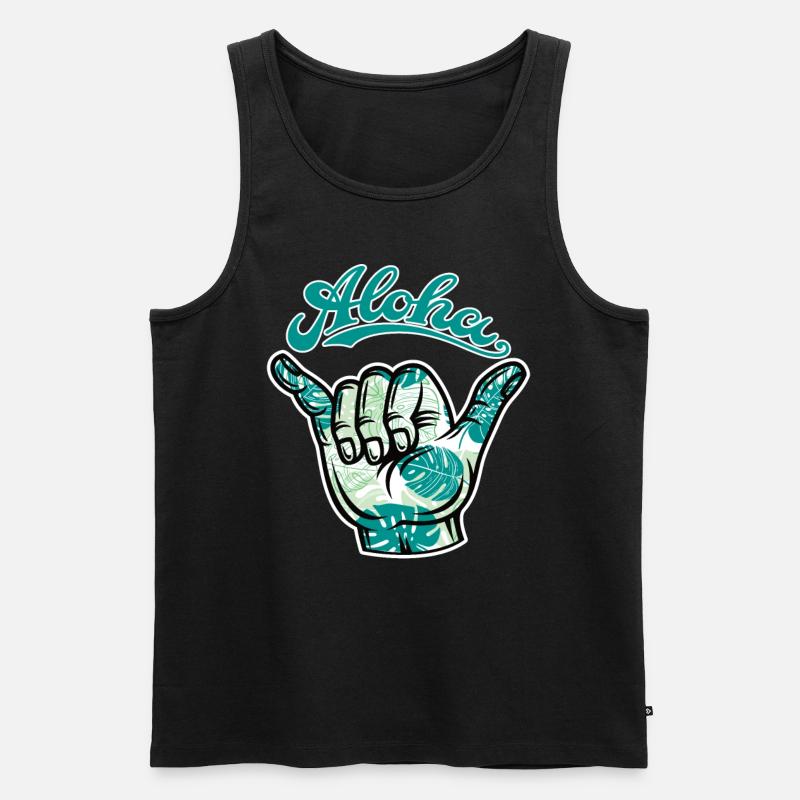 3 Aloha Shaka - Männer Premium Bio Tank Top - Schwarz