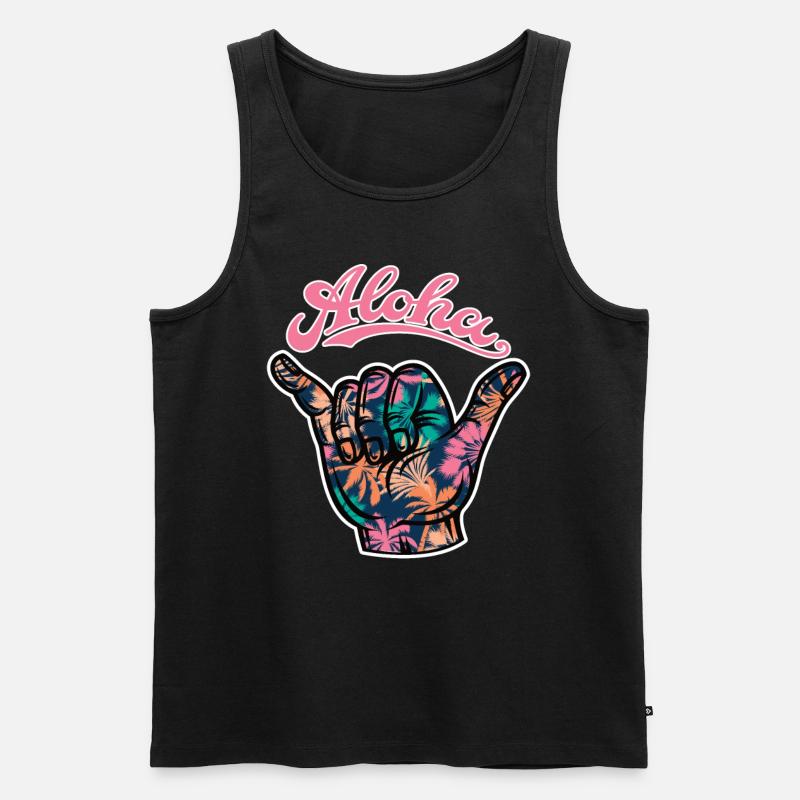 2 Aloha Shaka - Männer Premium Bio Tank Top - Schwarz
