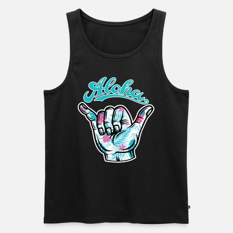 1 Aloha Shaka - Männer Premium Bio Tank Top - Schwarz