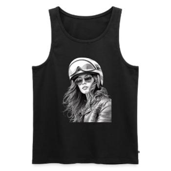 Motorradfahrerin für eine Motorradfahrerin - Männer Premium Bio Tank Top - Schwarz - Vorne - Michal (187cm)