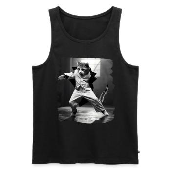 Chats Chat Chat Amoureux Drôles de Chats - Débardeur bio Premium Homme - noir - Devant - Michal (187cm)