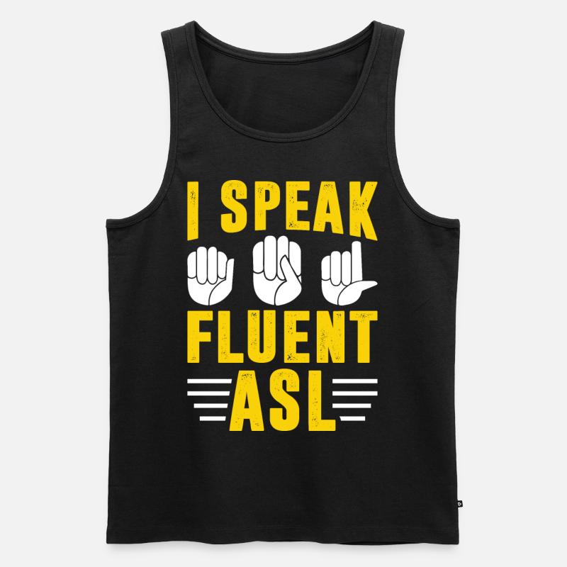 Deaf Pride Awareness Gebärdensprache - Männer Premium Bio Tank Top - Schwarz