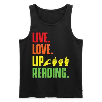 Deaf Pride ASL Gebärdensprache - Männer Premium Bio Tank Top - Schwarz - Vorne - AI Model Male 178 light (178cm)