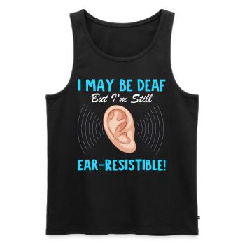 Deaf Pride Gebärdensprache - Männer Premium Bio Tank Top - Schwarz - Vorne - Michal (187cm)