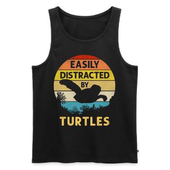Tortue de mer Tortue Rétro Vintage - Débardeur bio Premium Homme - noir - Devant - Michal (187cm)