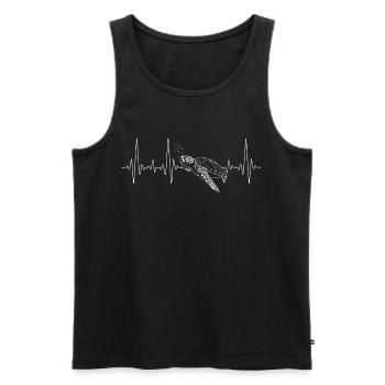 Sea Turtle Tortoise Heartbeat - Men's Premium Organic Tank Top - black - Front - Michal (187cm)