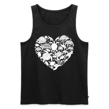 Sea Turtle Tortoise Heart - Men's Premium Organic Tank Top - black - Front - Michal (187cm)