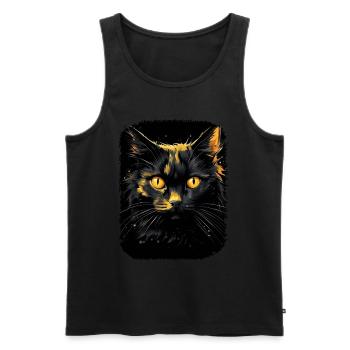 Schwarze Katze mit gelben Augen - Männer Premium Bio Tank Top - Schwarz - Vorne - Michal (187cm)