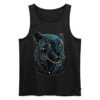 Black Leopard Panther Wild Cat Wildlife Lover - Men's Premium Organic Tank Top - black - Front - AI Model Male 178 light (178cm)
