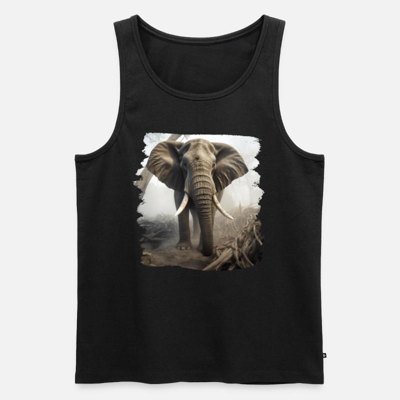 Elefanten realistic Elefant - Männer Premium Bio Tank Top - Schwarz
