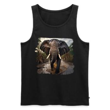 Elephant realistic elephant - Men's Premium Organic Tank Top - black - Front - Michal (187cm)