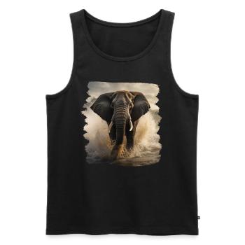 Elefanten realistic Elefant - Männer Premium Bio Tank Top - Schwarz - Vorne - AI Model Male 178 light (178cm)