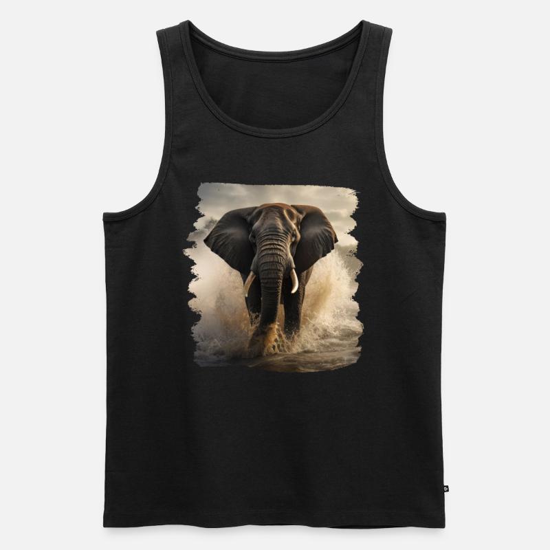 Elefanten realistic Elefant - Männer Premium Bio Tank Top - Schwarz