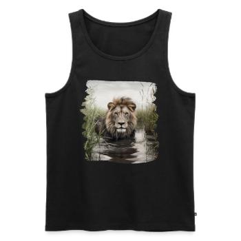 Löwen realistic Löwe - Männer Premium Bio Tank Top - Schwarz - Vorne - AI Model Male 178 light (178cm)