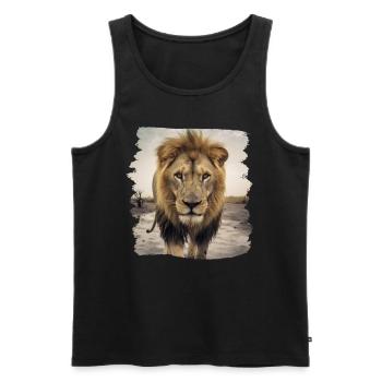 Löwen realistic Löwe - Männer Premium Bio Tank Top - Schwarz - Vorne - AI Model Male 178 light (178cm)