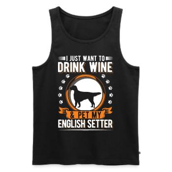 Setter anglais et Wine English Setter - Débardeur bio Premium Homme - noir - Devant - AI Model Male 178 light (178cm)